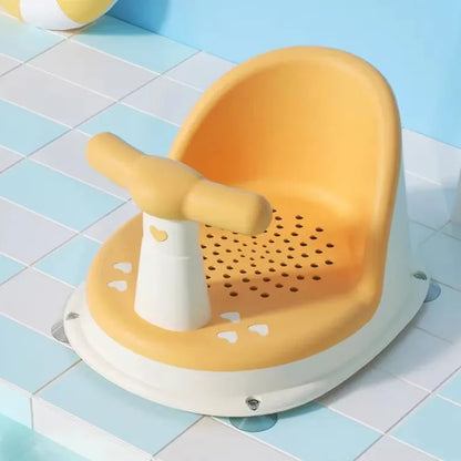 Siège baignoire bébé sécurisé, maintien stable, variante jaune.