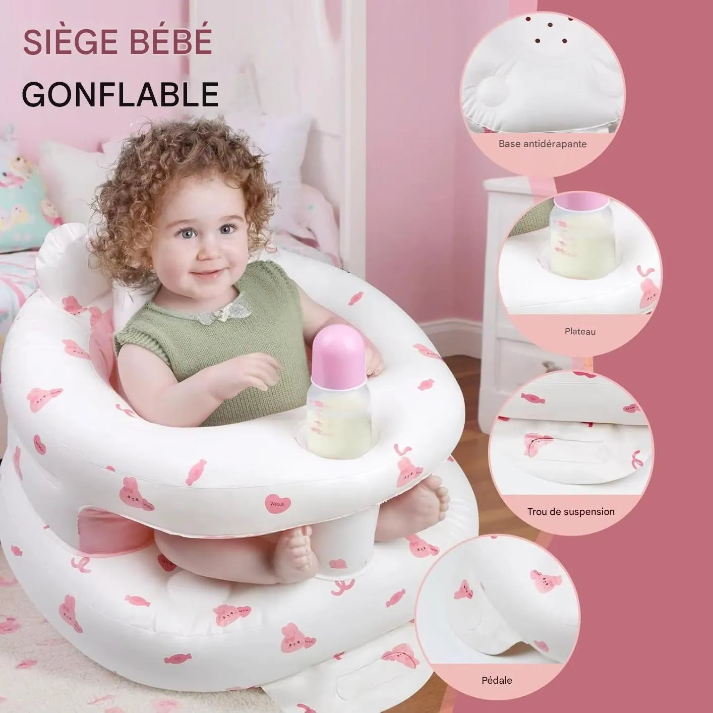 base antidérapante du siège de bain bébé gonflable