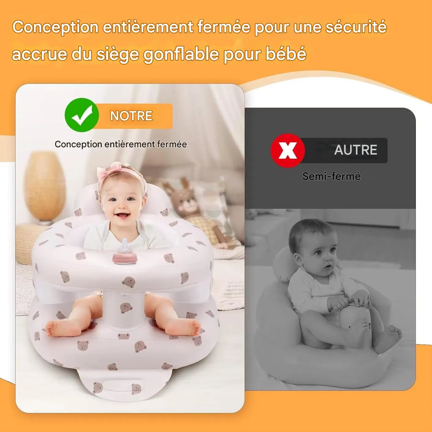 Comparatif de sièges de bain pour bébé gonflables.