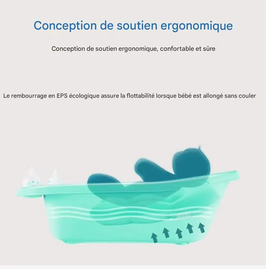 sensation de sécurité offerte par le coussin de baignoire bébé réconfortant fleur douce et soutien du dos