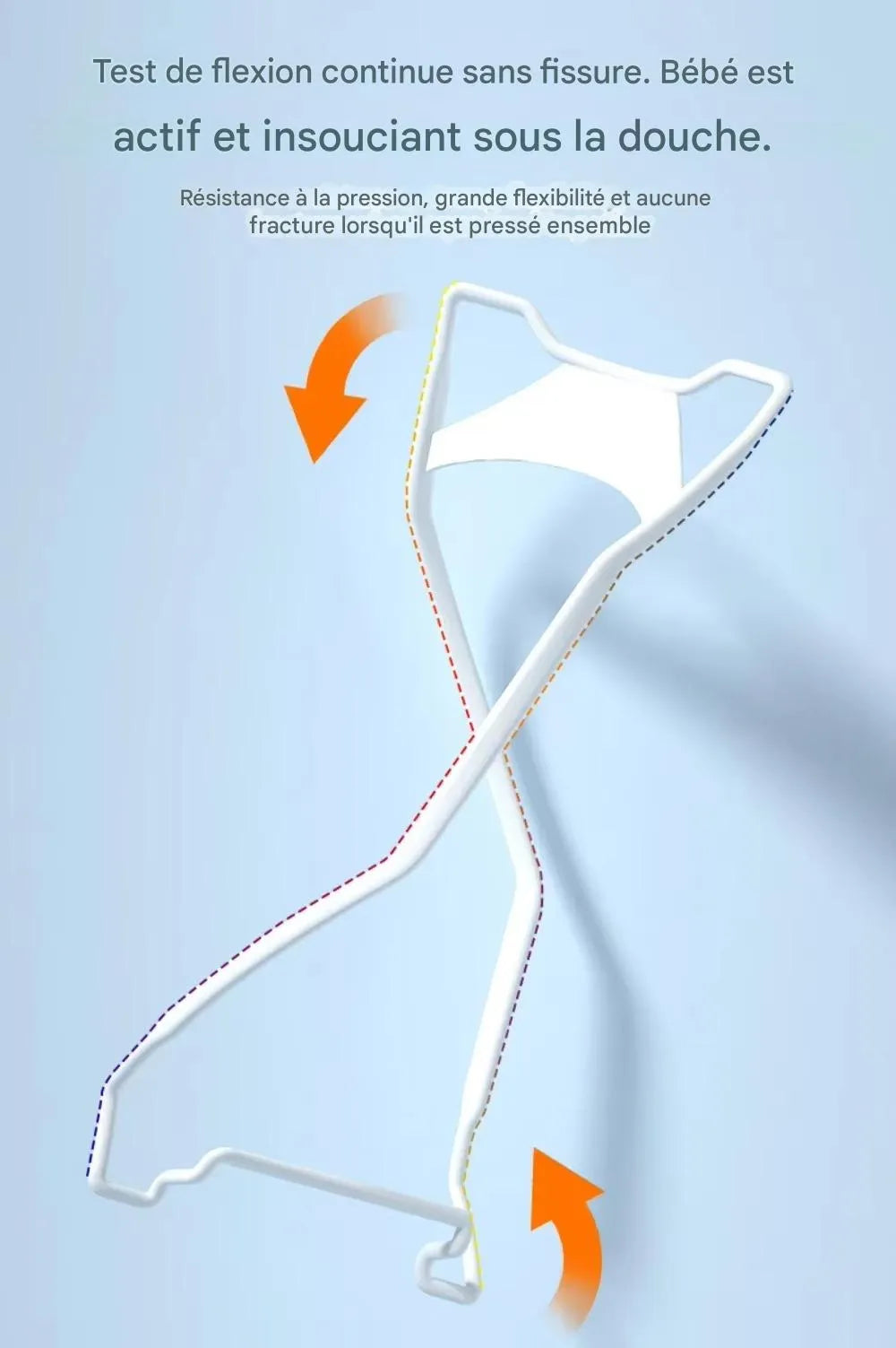 Structure flexible et résistante du support rigide du transat de bain bébé