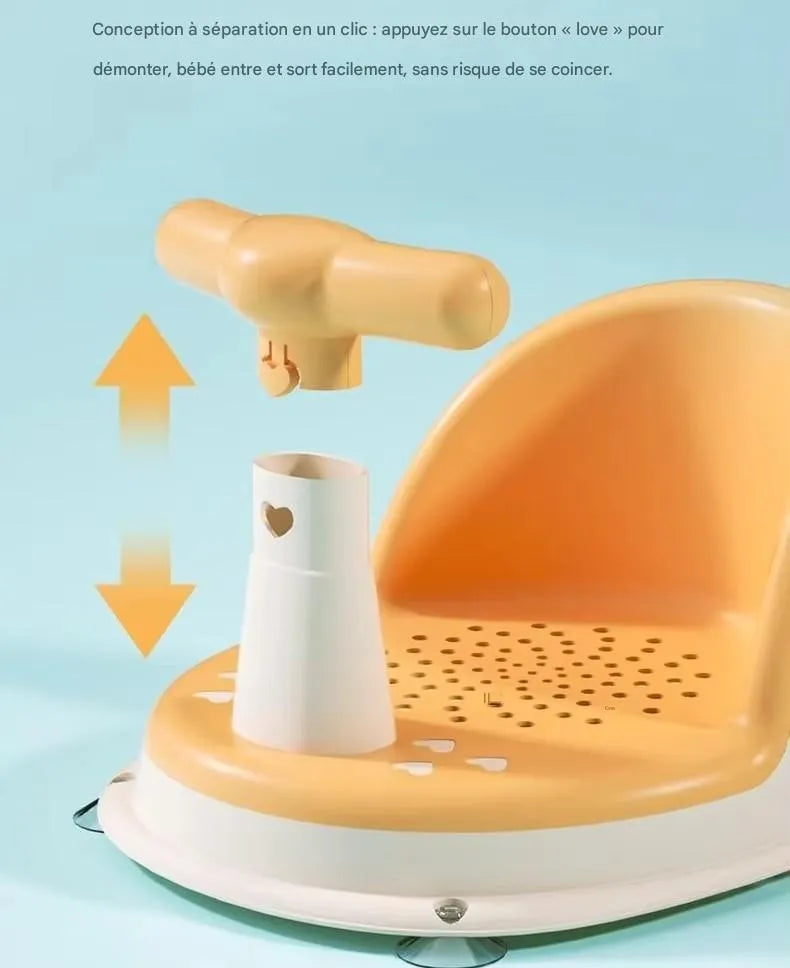 système de démontage du siège de baignoire bébé sécurisé