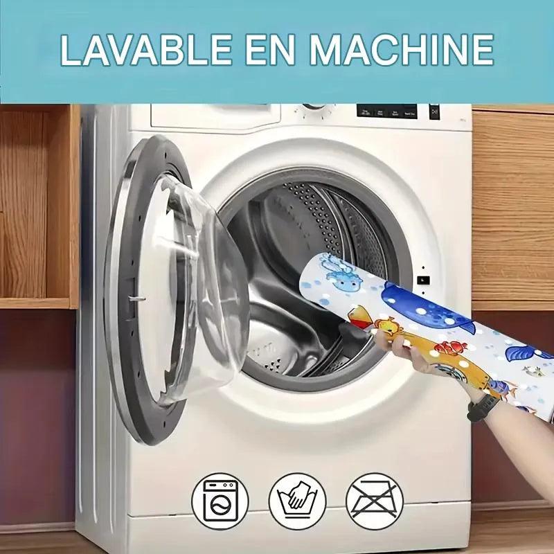 Tapis de bain bébé antidérapant motifs marins lavable en machine pour une hygiène facile