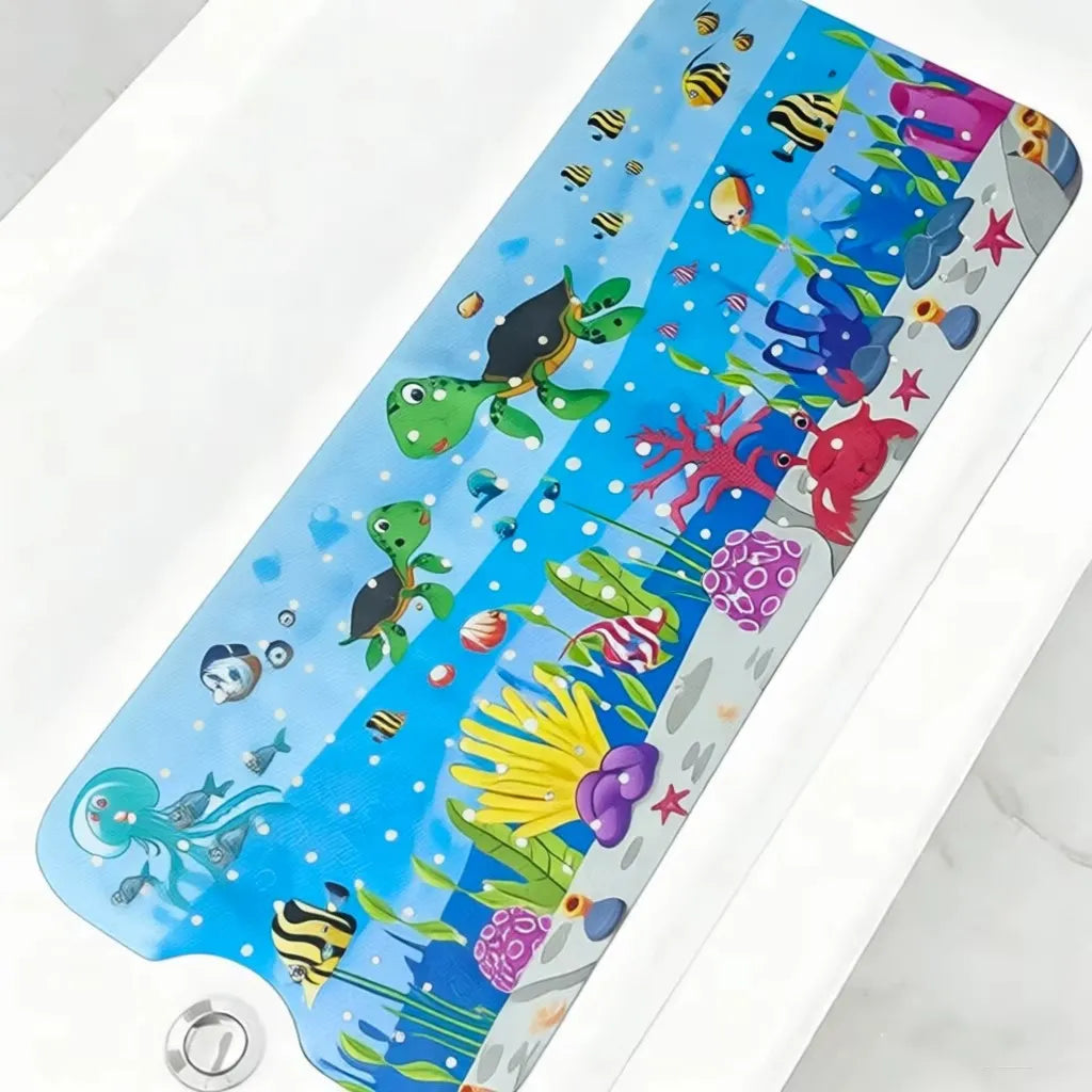 Tapis de bain pour bébé à motifs marins, à poser au fond de la baignoire, variante tortue.