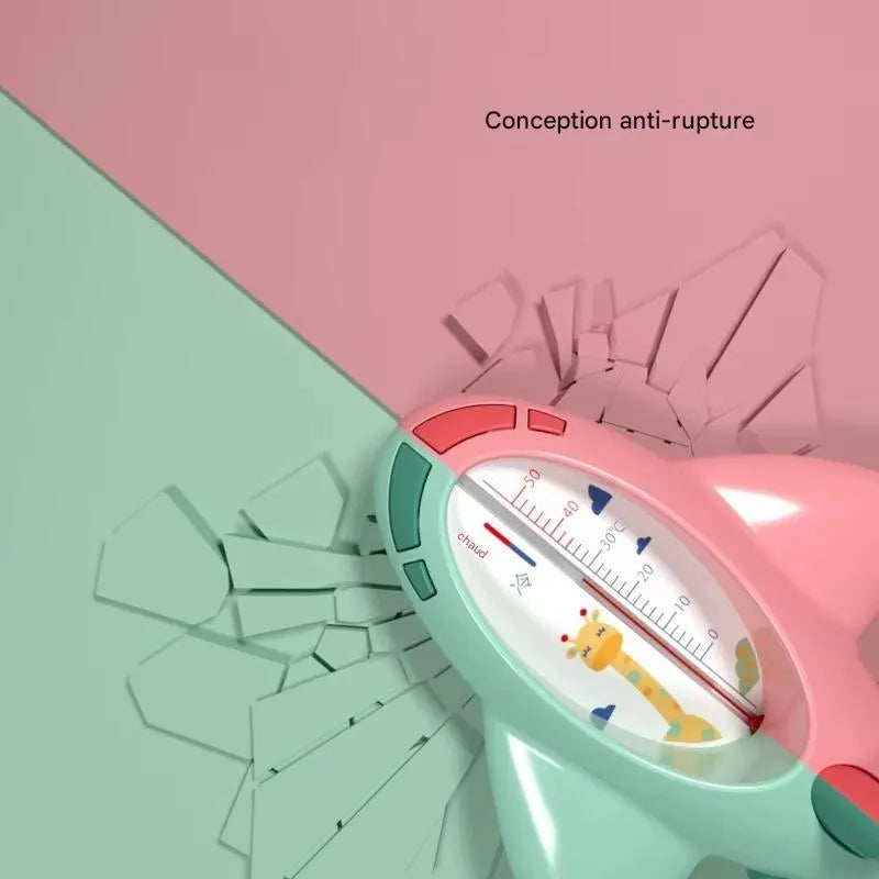 Thermomètre de bain bébé flottant en forme d’avion, conception anti-rupture pour une utilisation sécurisée dans l’eau.