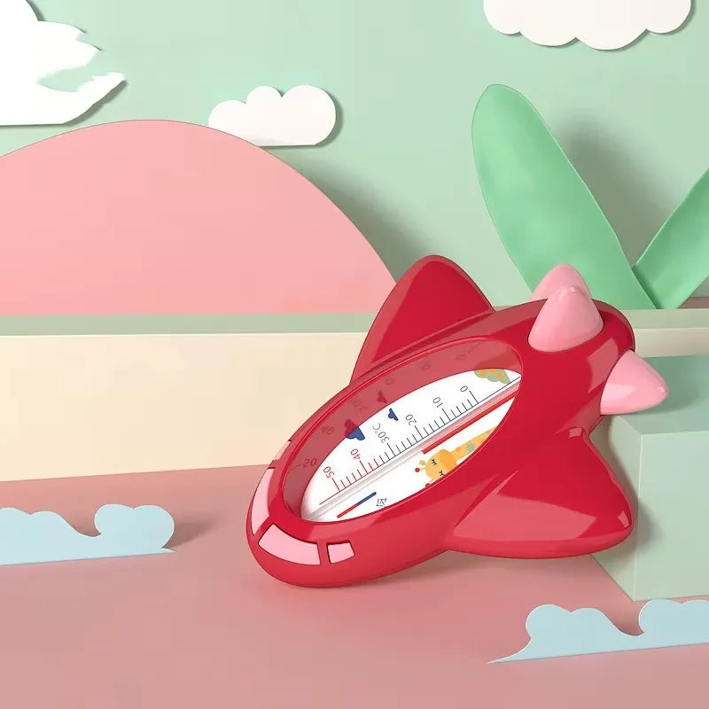 Thermomètre de bain bébé avion rouge flottant, lecture stable de la température de l’eau du bain.