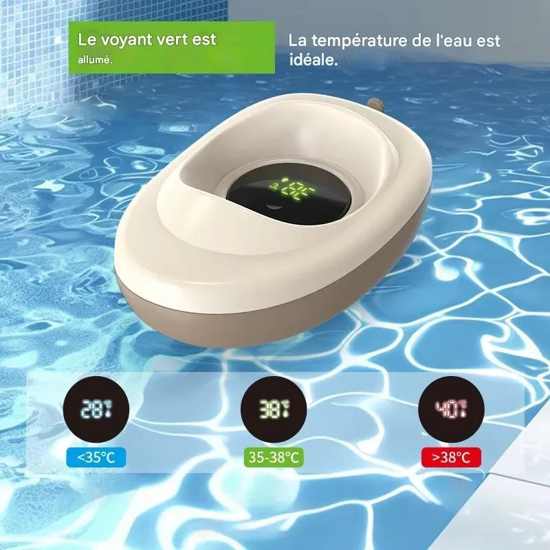 Voyant lumineux tricolore du thermomètre de bain bébé bateau indiquant eau froide, idéale ou trop chaude