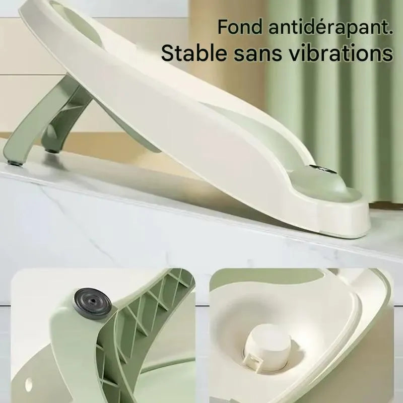 Transat de baignoire bébé avec thermomètre intégré et base antidérapante stable