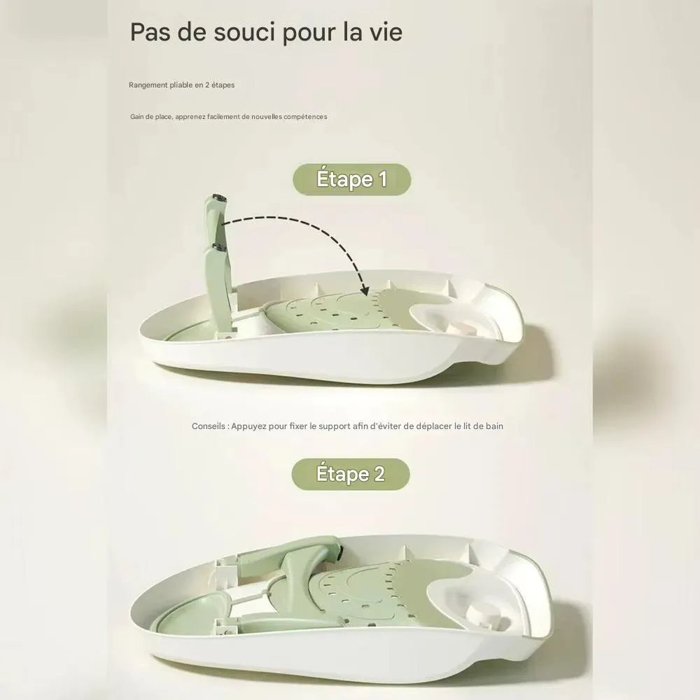 Transat de baignoire bébé avec thermomètre intégré, pliable pour un rangement facile