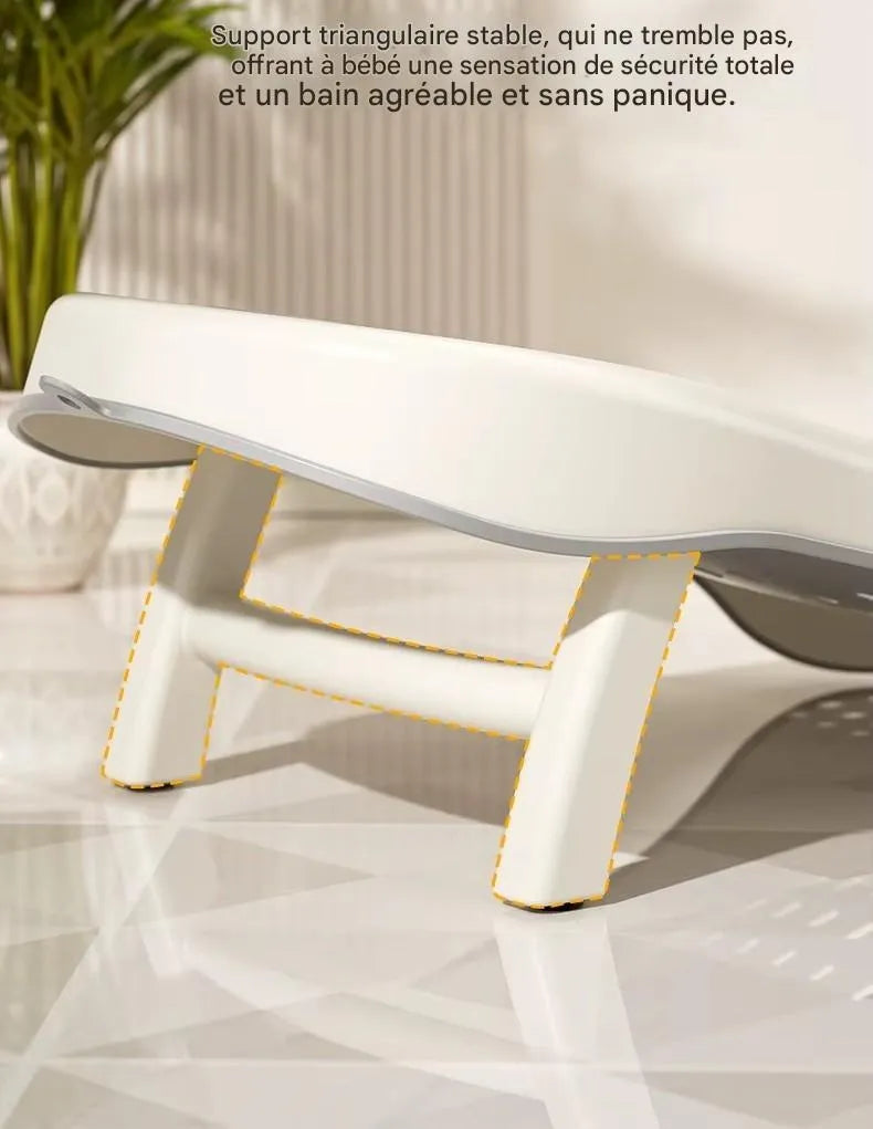 Support renforcé et stable du transat de bain bébé avec thermomètre intégré