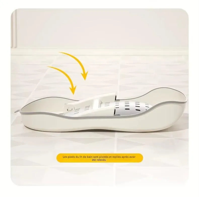 Transat de bain bébé avec thermomètre intégré pliable pour un rangement facile