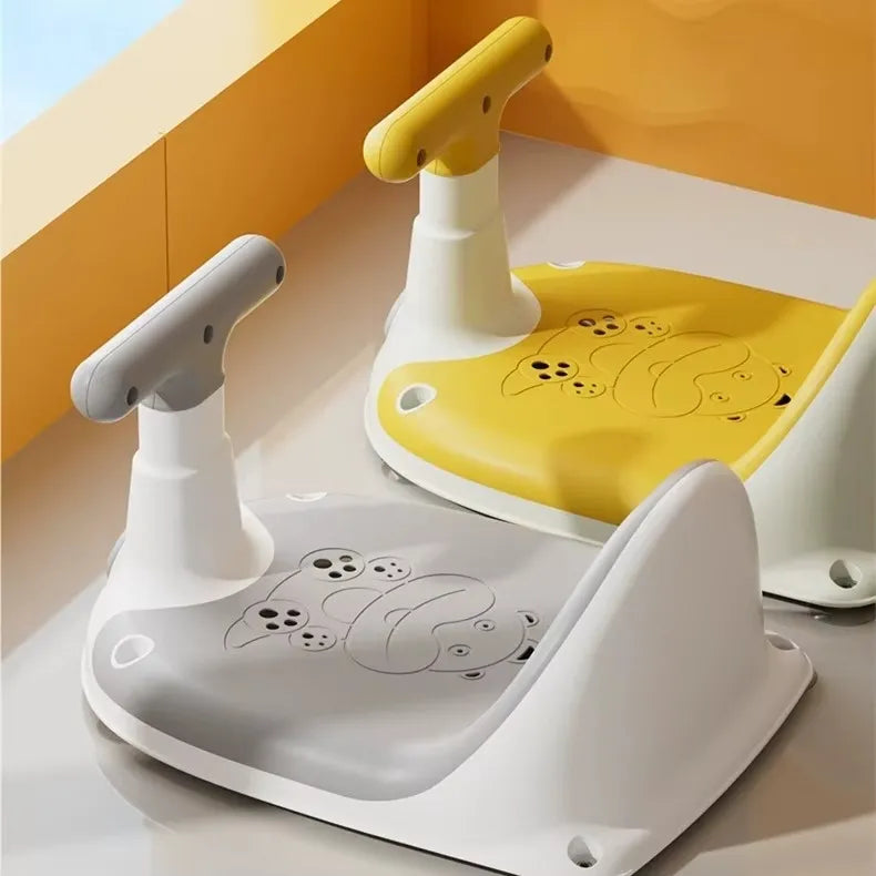 Utilisation : siège baignoire bébé enveloppant gris et jaune